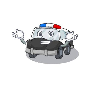 Şirin sırıtan polis arabası maskot tarzı.