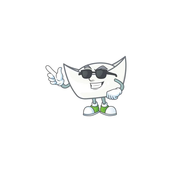 Super cool chinese white ingot mascot character wearing black glasses — Stockový vektor