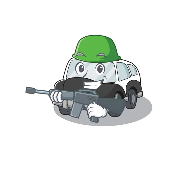 A cute picture of police car Army with machine gun — Stock Vector