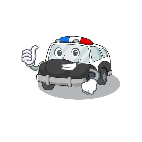 面白い警察の車を作る親指アップジェスチャー — ストックベクタ