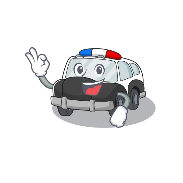 A funny picture of police car making an Okay gesture — Stock Vector