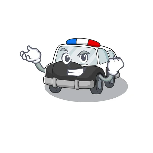 Cool confident Successful police car cartoon character style — Stock Vector