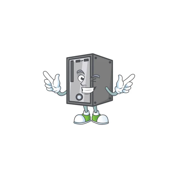 Un diseño de la mascota de la CPU cara cómica con ojo guiño — Vector de stock