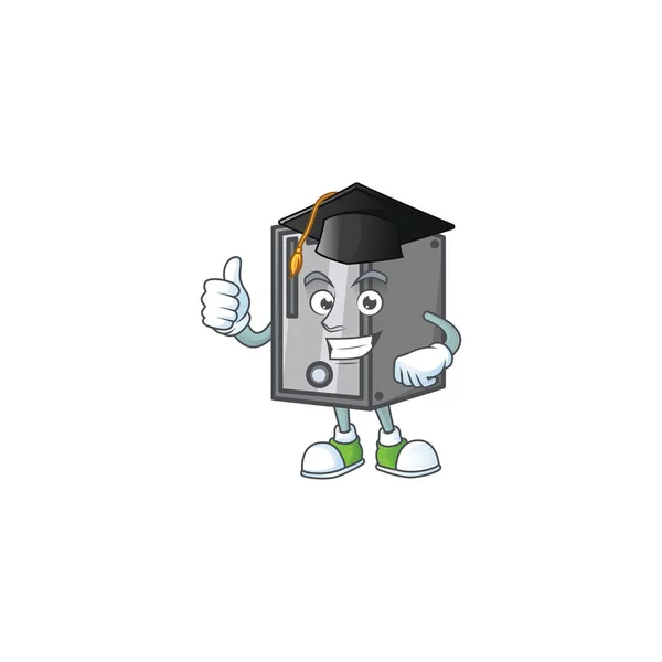 黒の卒業帽子のCpuの幸せなキャラクター — ストックベクタ