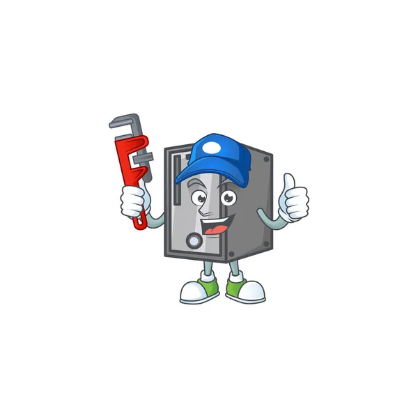 Smiley Plumber CPU on mascot picture style — Stock Vector