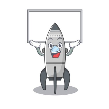 Bir roket maskotu resmi yükseltildi.