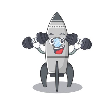 Sportif Fitness egzersiz roket maskotu tasarımı