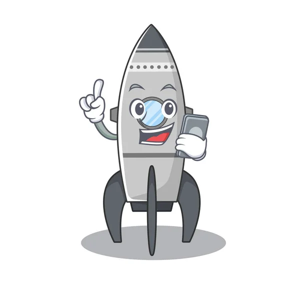 Rocket Cartoon design style speaking on a phone — 스톡 벡터