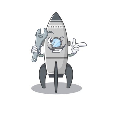 Karakter tasarımında akıllı mekanik roket karikatürü