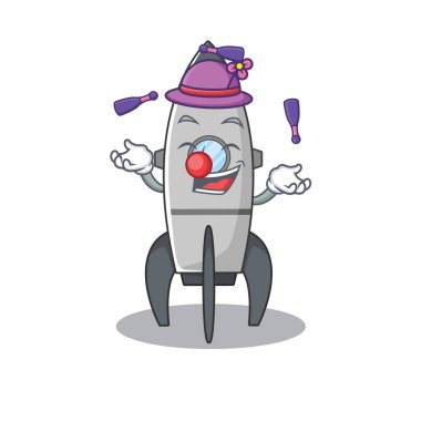 Jonglörlük oynayan canlı bir roket çizgi film karakteri tasarımı