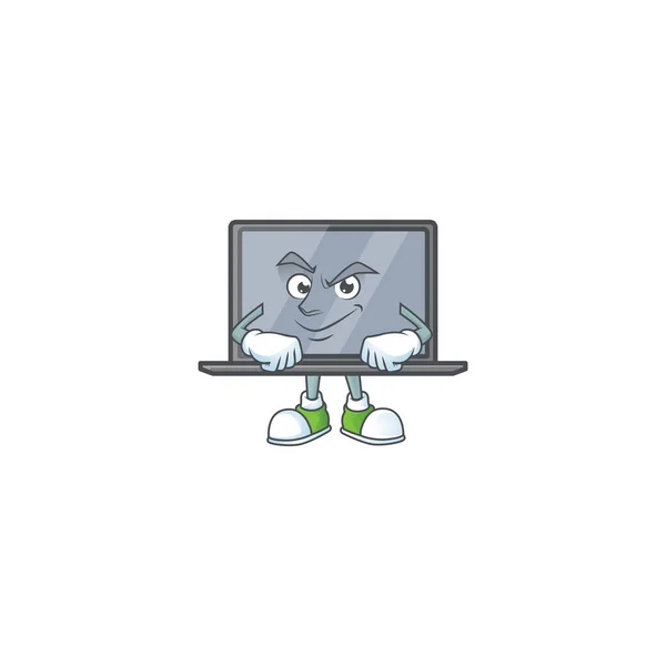 Monitor mascotte pictogram design stijl met Smirking gezicht — Stockvector