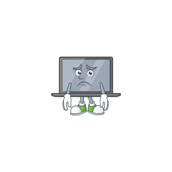 Cartoon karakter van een monitor met een bang gezicht — Stockvector