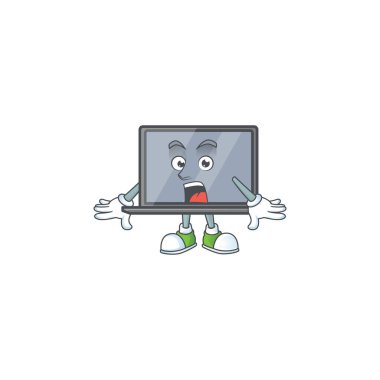 cartoon character design of monitor with a surprised gesture