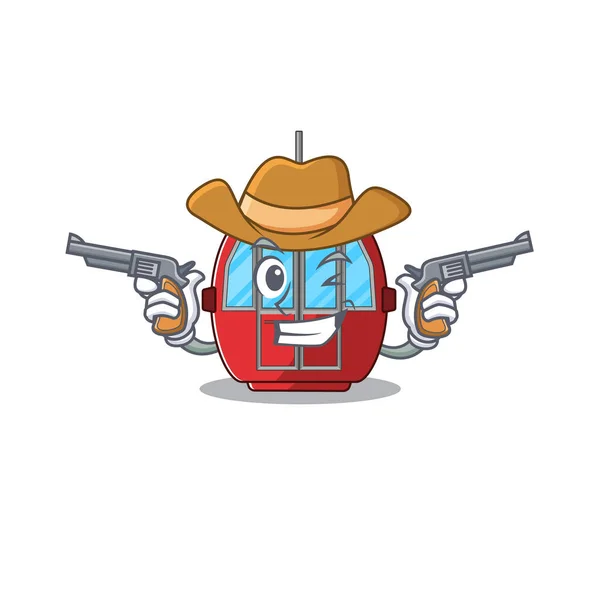 Ropeway Vaquero en concepto de dibujos animados con armas — Vector de stock