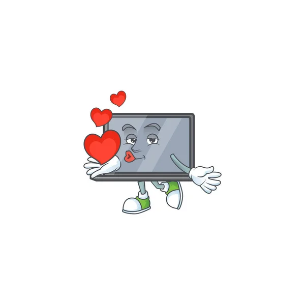 Un personaggio dei cartoni animati dolce monitor che tiene un cuore — Vettoriale Stock