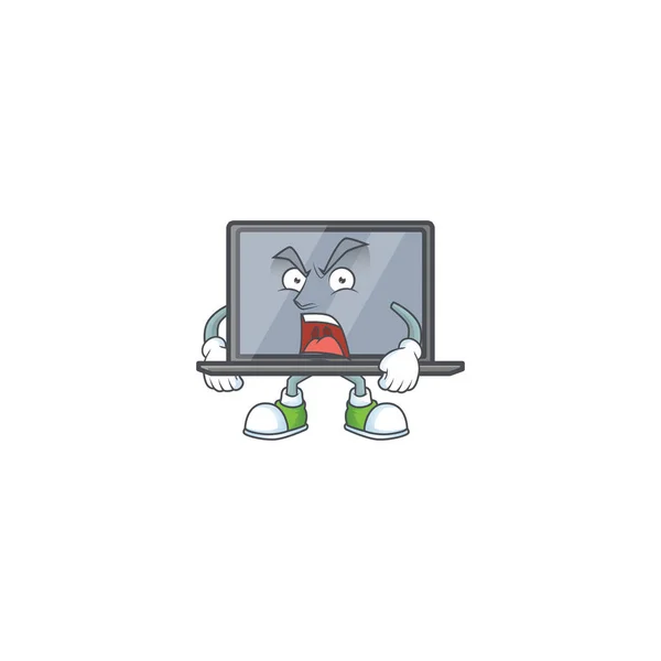 Monitor cartoon character design with angry face — 图库矢量图片