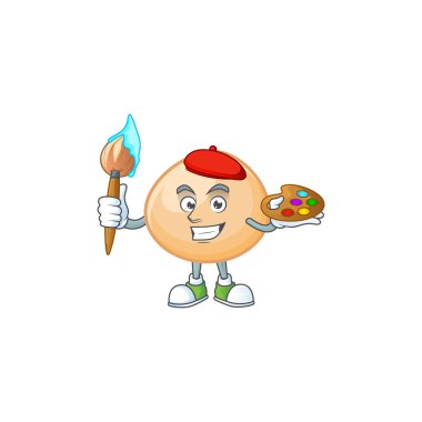 Fırça ile akıllı kahverengi hoppang ressam maskot simgesi