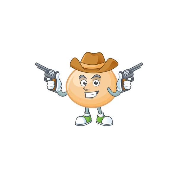 Confiant brun hoppang Cowboy personnage de dessin animé tenant des armes — Image vectorielle