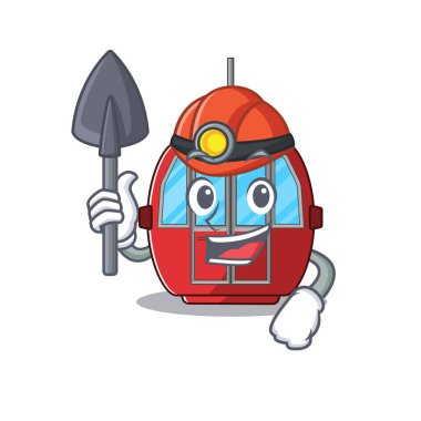 Cool clever Miner ropeway cartoon character design