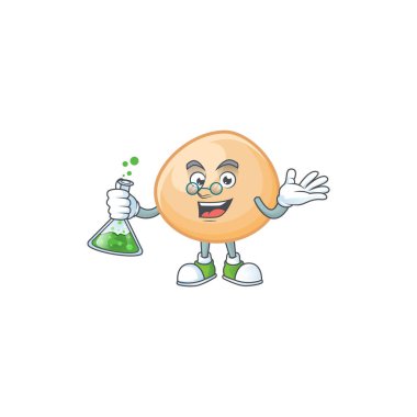 Akıllı Profesör kahverengi hoppang çizgi film karakteri cam tüp ile
