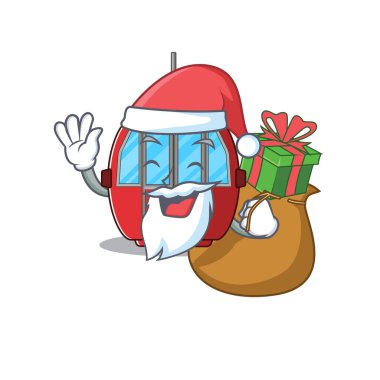Noel Baba çizgi film karakteri tasarımında hediye kutusu var.