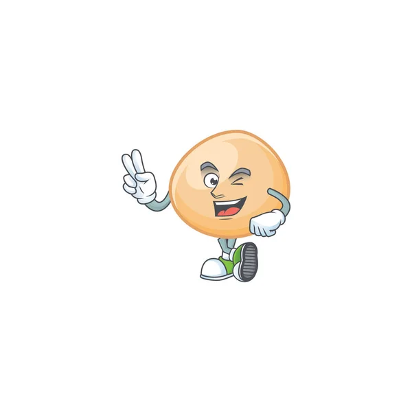 Cartoon mascot design of brown hoppang with two fingers — 스톡 벡터
