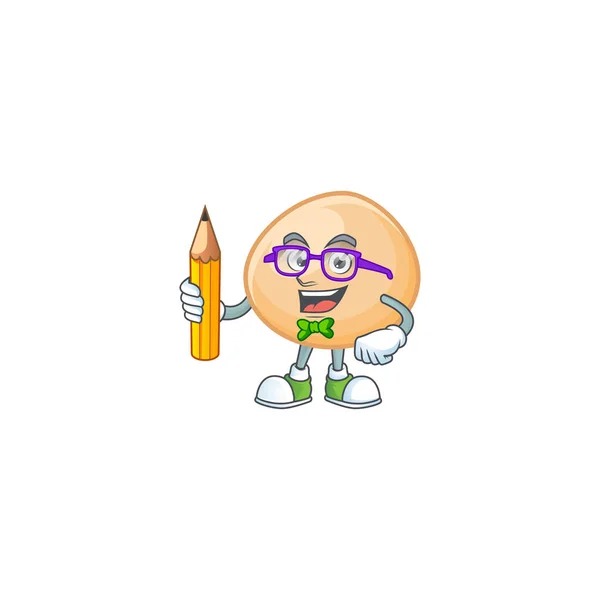En bild av Student brun hoppang karaktär innehav penna — Stock vektor