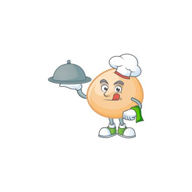 Kahverengi bir hoppang 'ın çizgi film dizaynı tepside yemek yediği bir şef