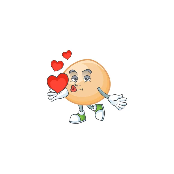 Αστείο πρόσωπο καφέ hoppang χαρακτήρα κινουμένων σχεδίων κρατώντας μια καρδιά — Διανυσματικό Αρχείο