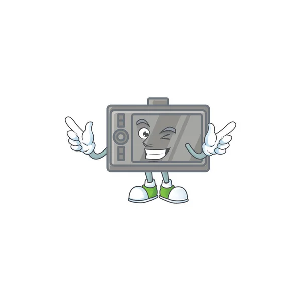 A comical face wacom mascot design with Wink eye — 스톡 벡터