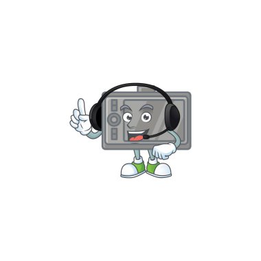 Tatlı Wacom çizgi film karakteri tasarımı kulaklıkla konuşuyor.