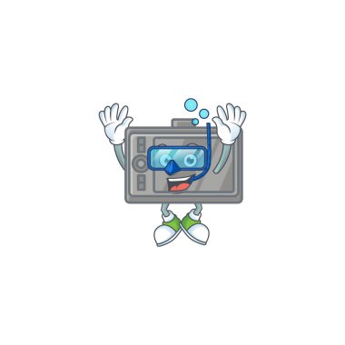 Dalgıç gözlüğü takan bir Wacom maskotu.
