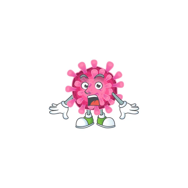 Corona virus disegno del personaggio del cartone animato su un gesto sorpreso — Vettoriale Stock