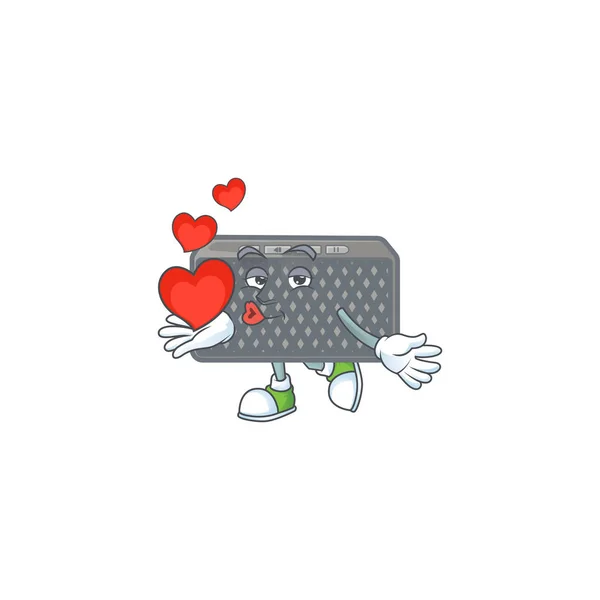 A sweetie wireless speaker cartoon character holding a heart — 스톡 벡터
