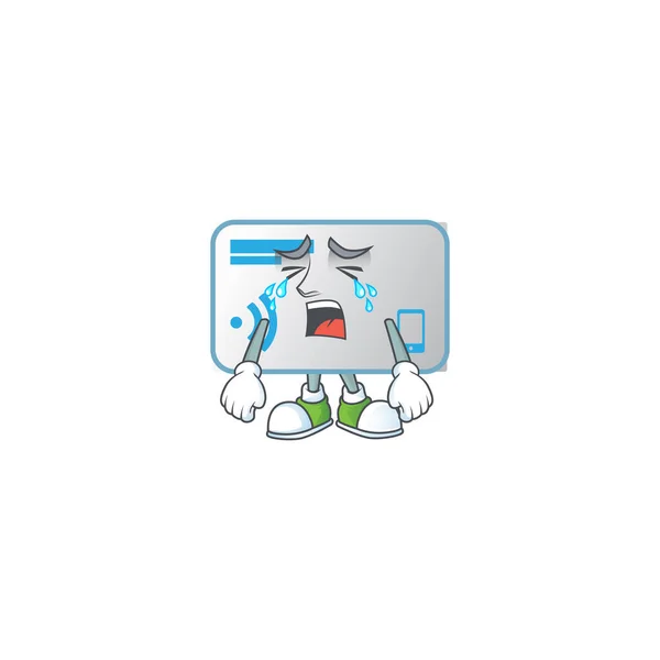 Un estilo de diseño de mascota de tarjeta NFC llorando — Archivo Imágenes Vectoriales