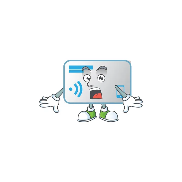 Diseño del personaje de dibujos animados de la tarjeta NFC con un gesto sorprendido — Vector de stock