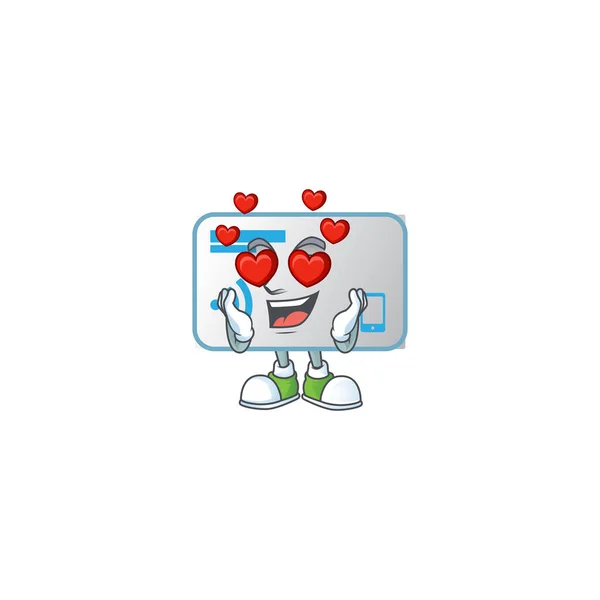 Une mascotte romantique de carte NFC dessin animé style — Image vectorielle
