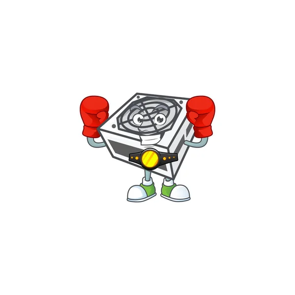 A sporty Boxing power supply unit white color cartoon character design style — 스톡 벡터