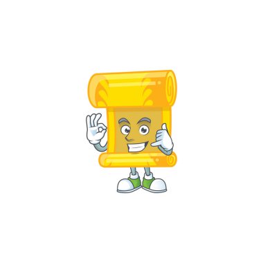 Bana komik Çin altınlı parşömen maskot resmi de.