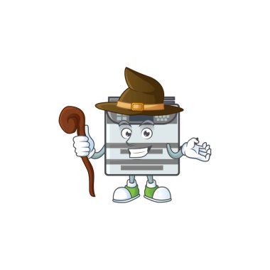 Sahnede cadı rolü yapan sevimli bir ofis fotokopisi.