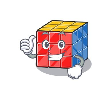 Komik rubik küp başparmak hareketi yapıyor.