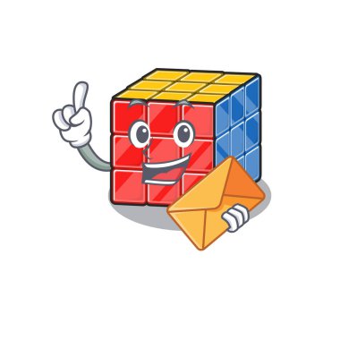 Zarflı mutlu yüz rubik küp maskot tasarımı