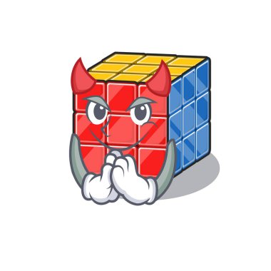 Çizgi film karakter tasarımında şeytani rubik küp