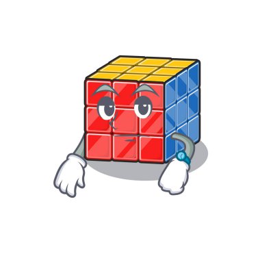 Bekleyen bir jest üzerine rubik küp çizgi film karakteri tasarımı