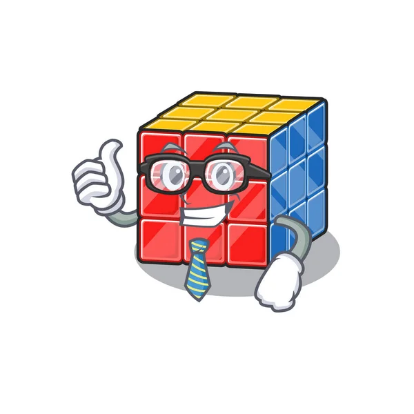 Cool et intelligent Businessman rubic cube portant des lunettes — Image vectorielle