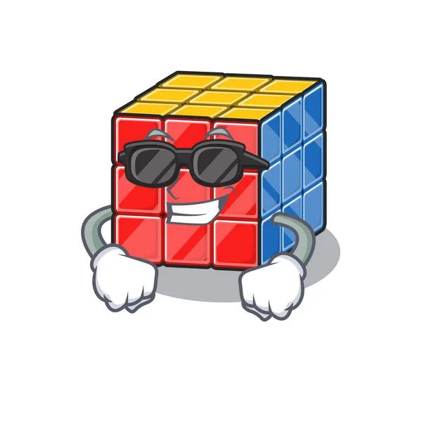 Super cool rubic cube personnage portant des lunettes noires — Image vectorielle