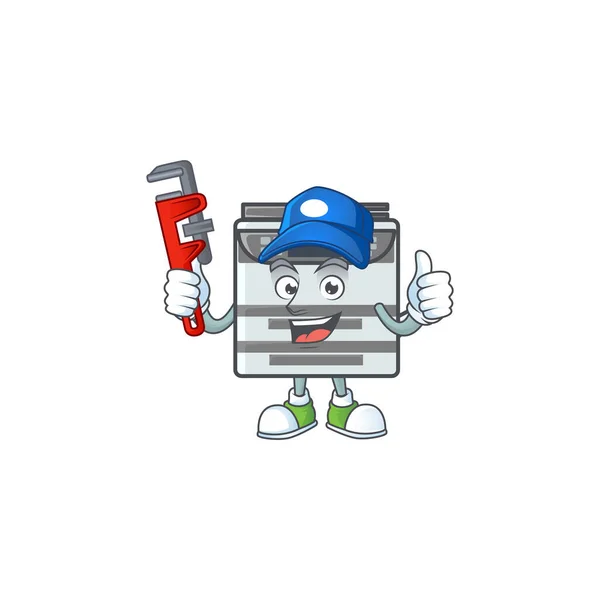 Smiley Plumber professional office copier on mascot picture style — Stock Vector