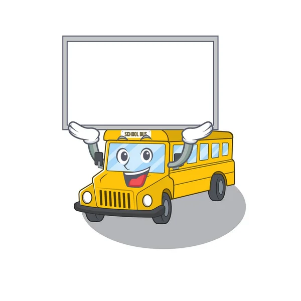 A school bus mascot picture raised up board — 스톡 벡터