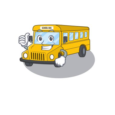 Komik okul otobüsü başparmak hareketi yapıyor.
