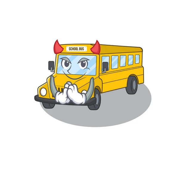 Devil σχολείο λεωφορείο Γελοιογραφία στο σχεδιασμό χαρακτήρα — Διανυσματικό Αρχείο